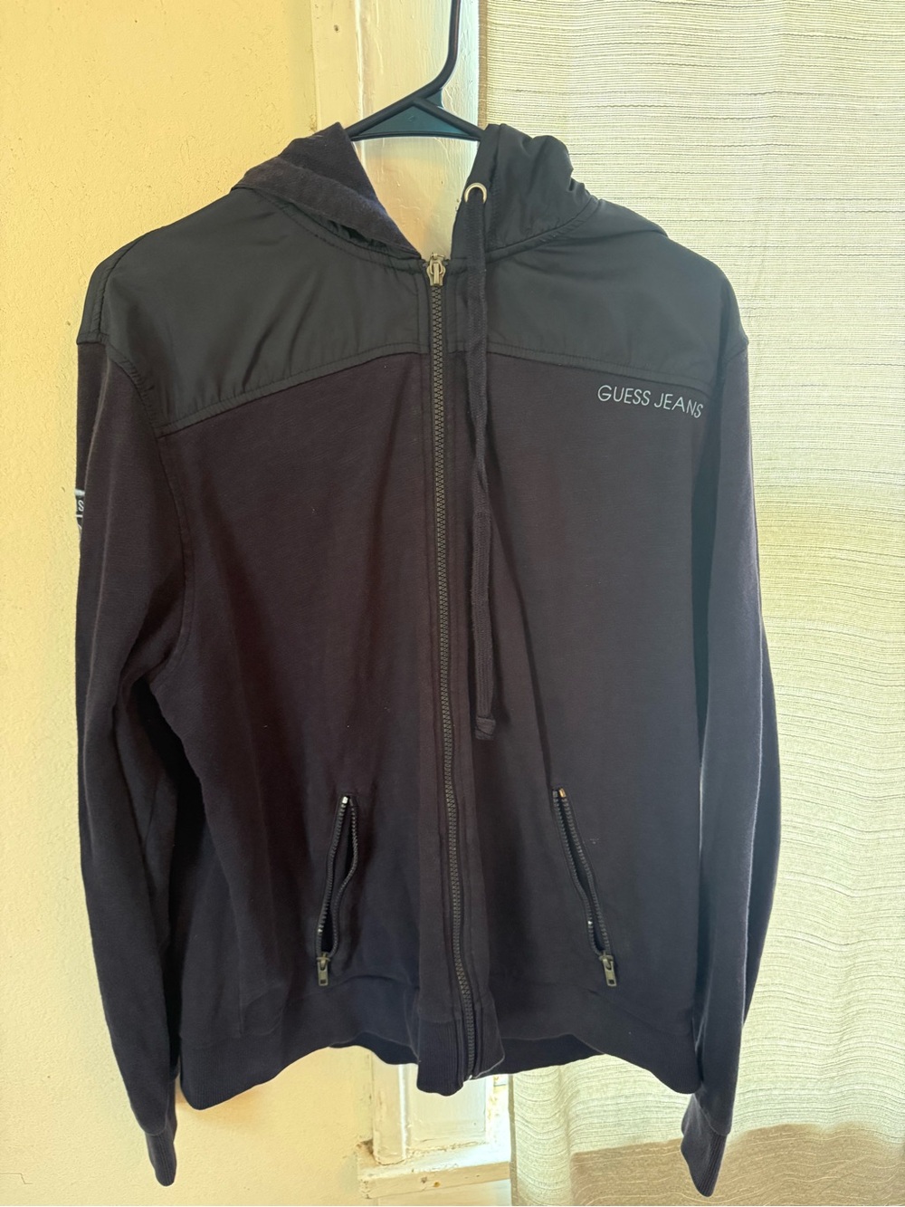 Guess Black Hooded Zip-Front Jacket